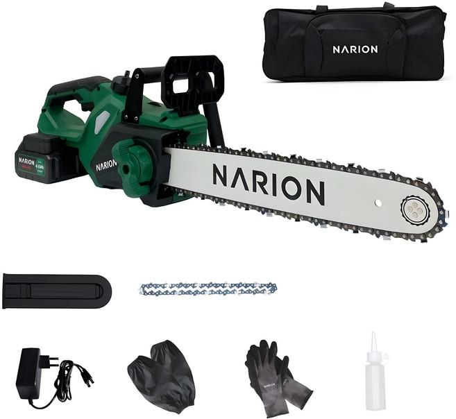 나리온 38cm 무선 체인톱 충전식 전기톱 전동톱, 1개, 본품 + 배터리2개이상