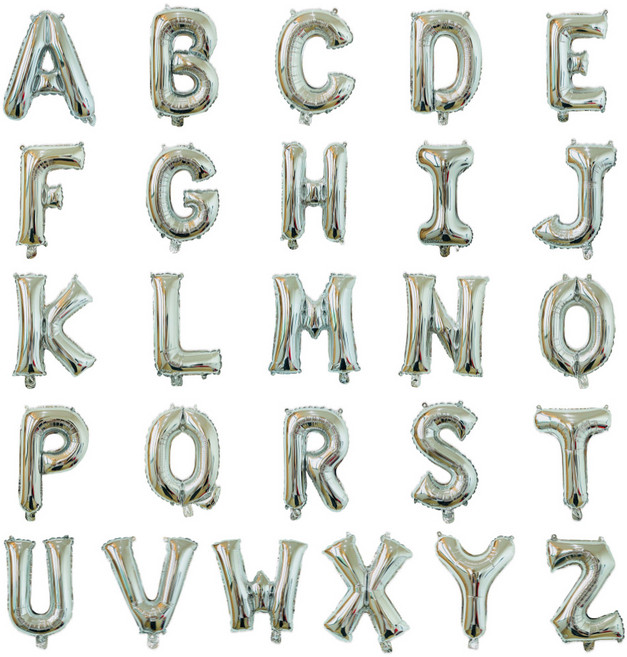 스마일파티 16인치 미니 알파벳 풍선 문자 영문 A~Z 26종 세트, 1세트, 실버