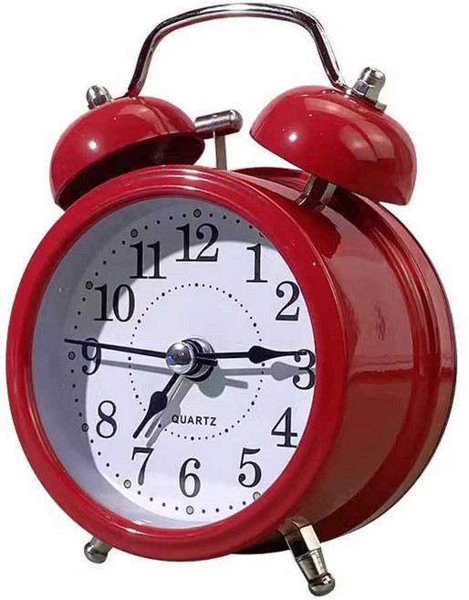 초등생 시계 교육 부엉이 아이 시계공부 탁상시계 시계 무소음 학습용 놀이 시계놀이, 1개, 3. 3인치 금속 벨+야간 조명-빨간색