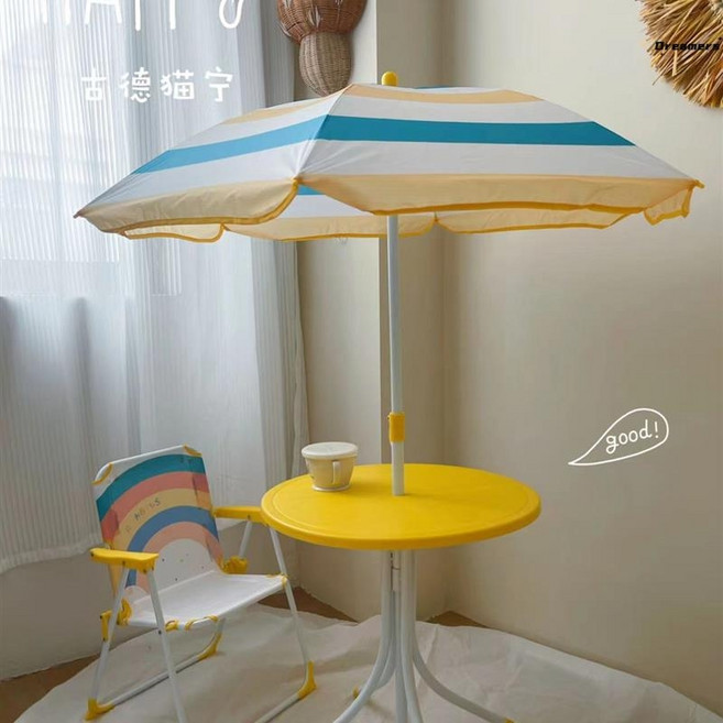 물놀이파라솔 어린이 소풍 양산 피크닉 세트 의자 테이블 단품 휴대용 피크, 노란 무지개 테이블 1개, 3세트