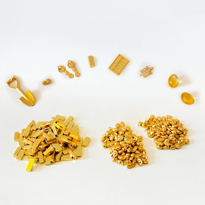 聚寶小舖 桶金招財組 元寶 金條 金龜 如意 花生 算盤 金鏟子 琉璃元寶 擺飾配件, 聚寶D組(不含桶子)-適用大金桶