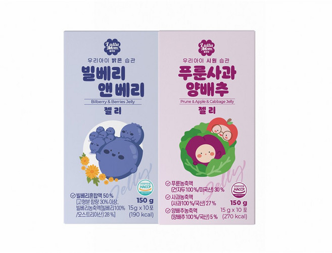 룰루맘 습관젤리 혼합 빌베리앤베리 15g 10포 + 푸룬사과양배추 15g 10포(총20포), 20개