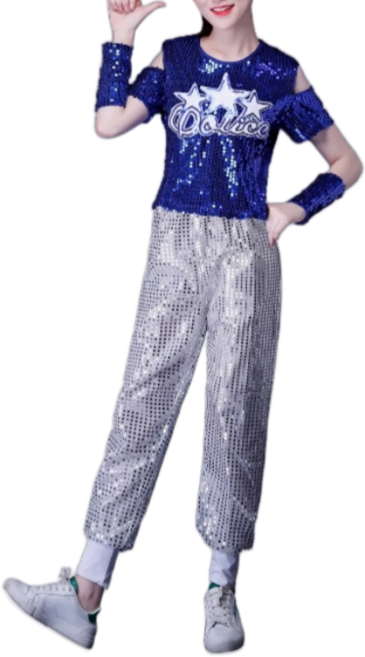트로트 고고 장구난타 행사 공연복 현대재즈 스포츠 댄스복 스팽클 치어리더 바지 상의