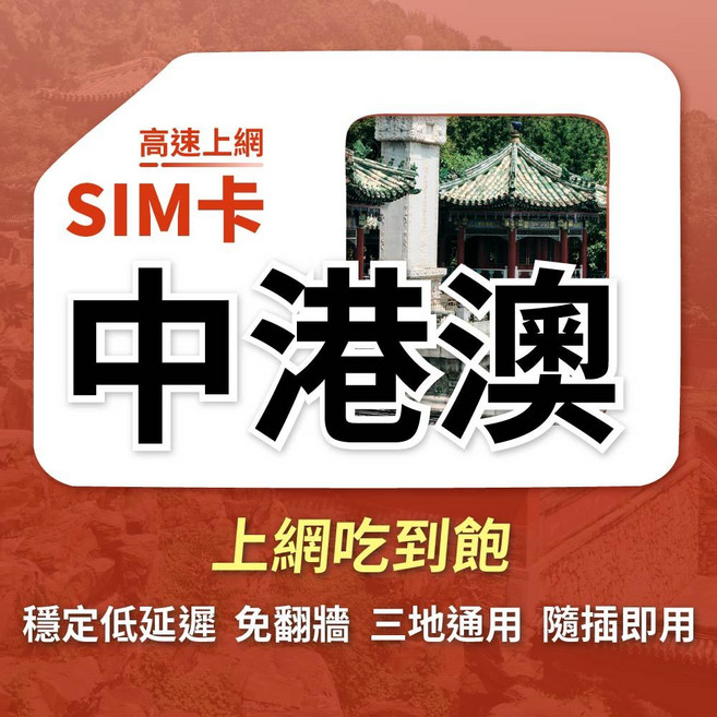 浪行卡 中港澳網卡 三地通用 免翻牆 即插即用 中國 香港 澳門 上網卡, 1個, 8天,總量3GB