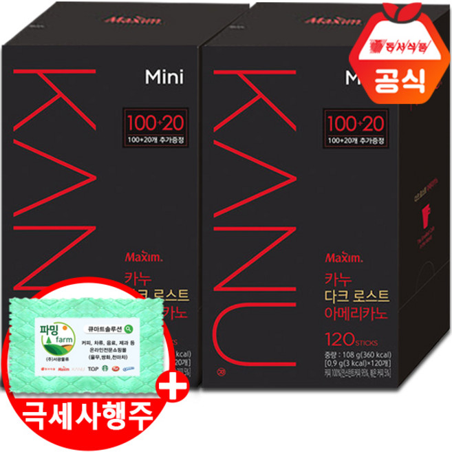 카누 미니 다크 120Tx2개+극세사 매직행주, 120개입, 108g