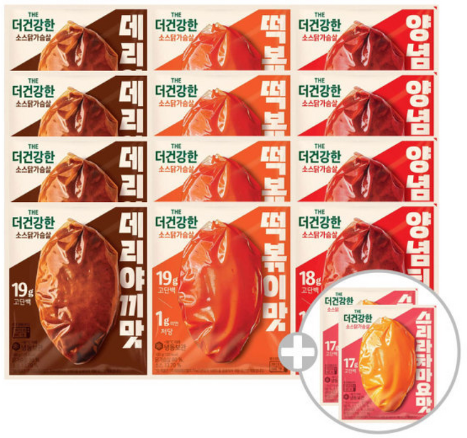 CJ 더건강한 닭가슴살 데리야끼x4+떡볶이x4+양념치킨x4 +증정(스리라차마요 x2), 1개, 100g