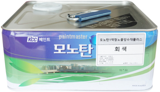 KCC 옥상방수 우레탄페인트 모노탄 중도1액형 4kg, 회색, 1개