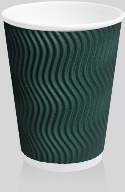 [실속형] 3중 단열 종이컵 웨이브 그린 12oz 500개, 1개