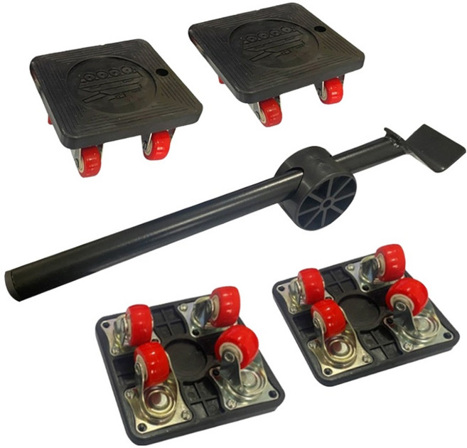 클레버 무거운 가구 운반 이동 바퀴 + 지렛대 세트, 1세트