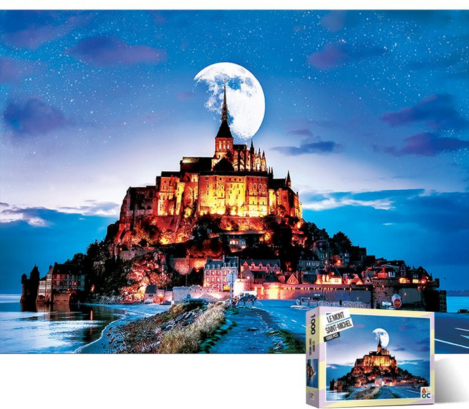 퍼즐라이프 프랑스 몽생미셸 풍경 알록 1000피스 직소퍼즐액자 AL3002, 퍼즐만, 1개