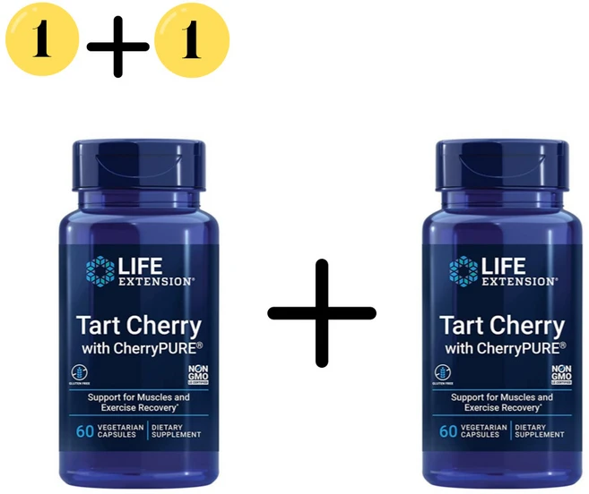 1+1 라이프 익스텐션 타르트 체리 체리퓨어 60캡슐 타트 사워 안토시아닌, 2개 - 쿠팡