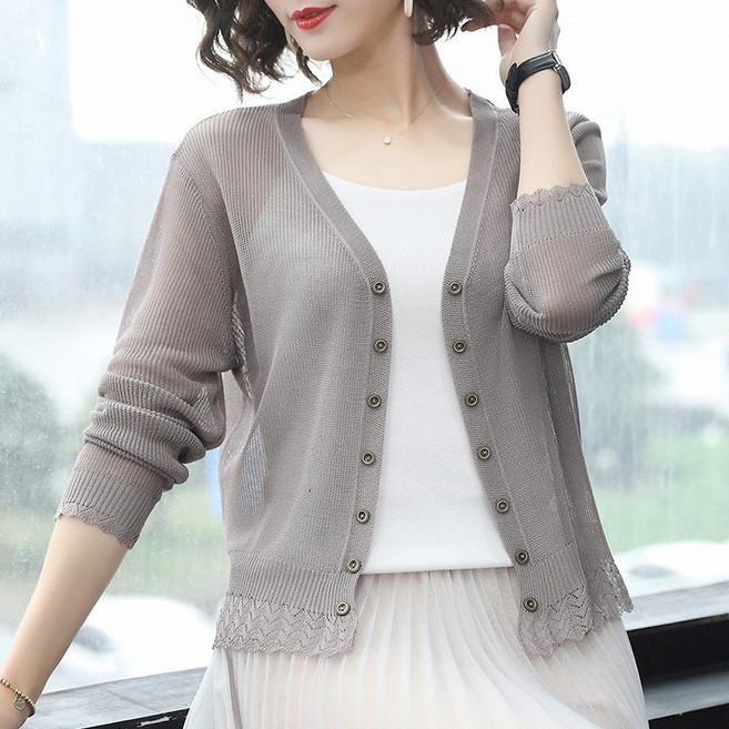 스타일아유 여성 자체제작 7부 여름 데일리 시스루 쿨 가디건 [AYG6KN553A]