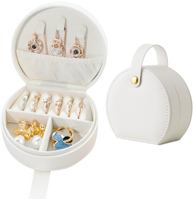보석함 액세서리 보관함 주얼리보관함 다칸분리 휴대용 정리수납, 화이트, 1개