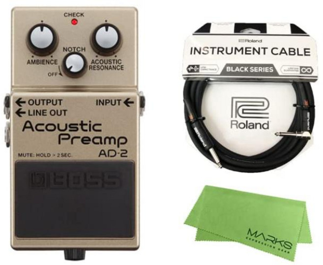 BOSS Acoustic Preamp AD-2 + Roland 케이블 + 크로스 세트