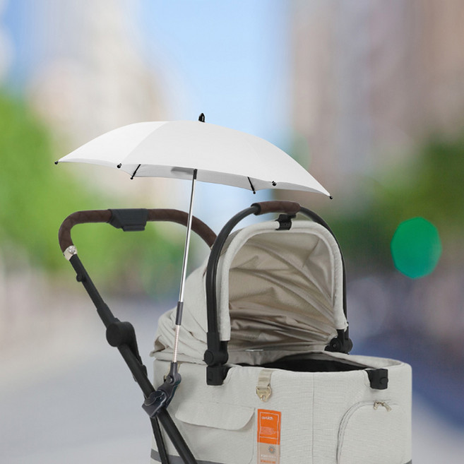캐리언 프리미엄 유모차 햇빛가리개 우산 각도조절 유모차파라솔 웨건 차양막 양산, 유모차파라솔-아이보리, 1개