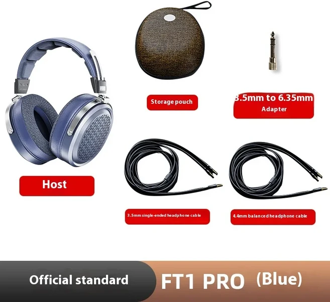 FiiO FT7 헤드폰 골드 다이어프램 카본 파이버 오픈백 평판형 자기 모니터 쉘 분리형 케이블 고감도, 03 FT1 Pro-Blue