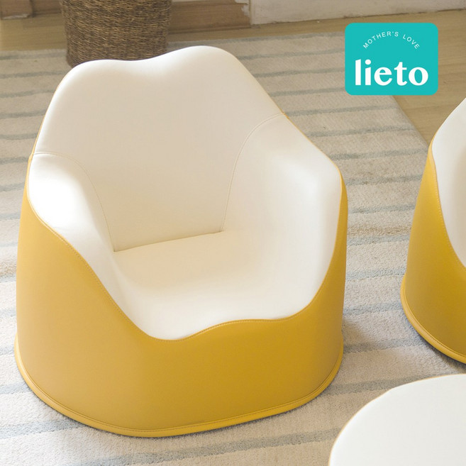 리에또 솔리드 투톤 유아소파 1인용 아기 돌 생일선물 아기의자, 머스타드