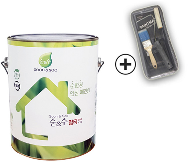 노루페인트 친환경 수성페인트 순앤수 멀티 3.8L 계란광 간단세트, 기타조색컬러(배송메시지에 컬러번호 기재), 1개