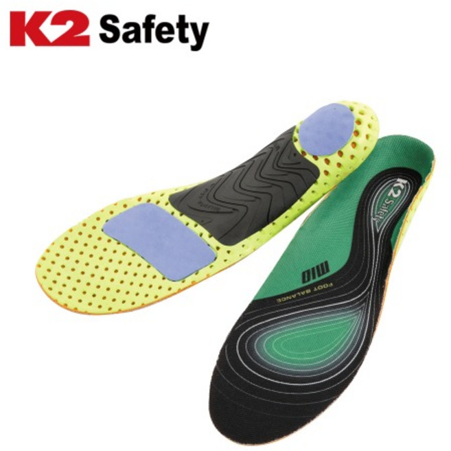 K2 안전화 깔창 인솔 IUA20998 남성 여성 풋밸런스 기능성 군인 군대 평발 작업화, 250mm