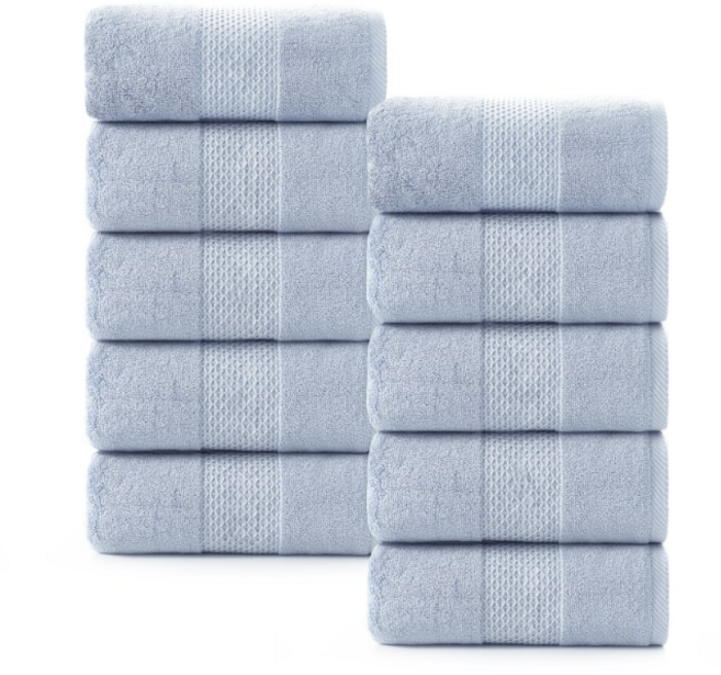 록신 명품 호텔수건 코마사 부드러운 고퀄리티 수건 540GSM 40수 10종세트 호텔 수건 40수, 10개, 파우더블루