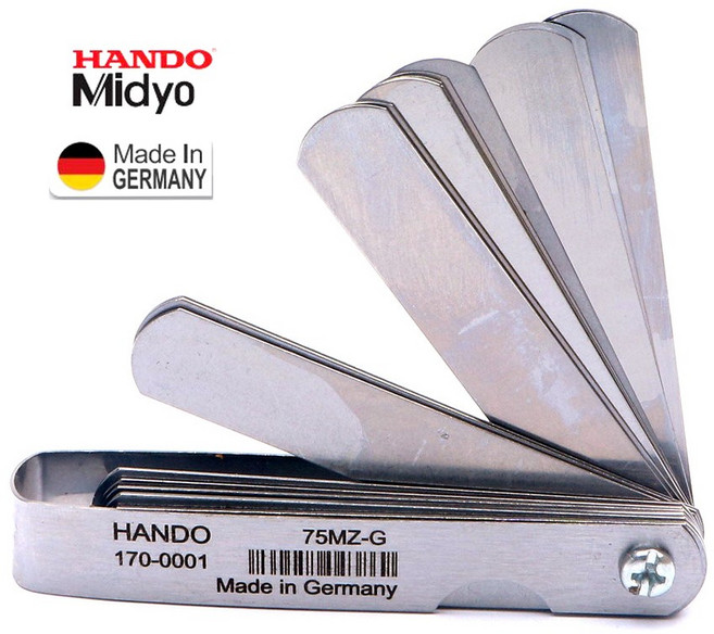 독일산 필러게이지 0.03mm ~ 1.00mm 26매 두께게이지 틈새게이지 필라게이지 티크니스 두깨 두께 측정 틈새 틈세 자 치크니스 mm THICKNESS GUAGE 75MZ, 1개