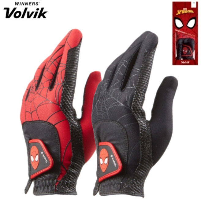 볼빅 마블 스파이더맨 골프장갑 라이크라 미끄럼방지, 남성 레드 M(24호~ 25호) 왼손