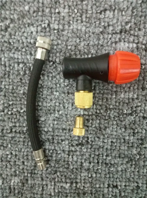 1 세트 자전거 CO2 펌프 어댑터 MTB 도로 자전거 미니 휴대용 공기 팽창기 타이어 16g CO2 카트리지 용 듀, 02 1 set, 1개