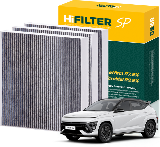 하이필터 현대 자동차 활성탄 에어컨필터, 3개, 디 올 뉴 코나 (2세대 SX2) HI-L012