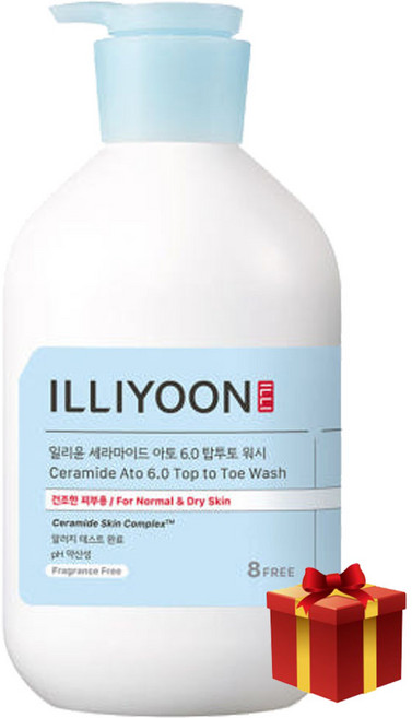 (일리윤 대용량세트)세라마이드 아토 6.0 탑투토 워시 1L+ 증정(랜덤) /무향 /약산성 /샴푸겸용바스 /연약건조한피부, 1L, 1세트