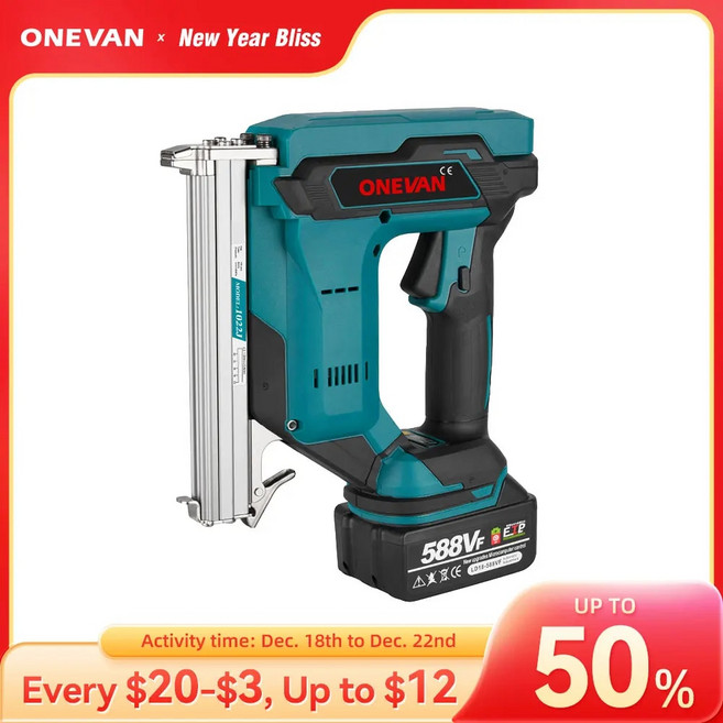 충전 타카 ONEVAN 브러시리스 전기 네일 무선 422J 타정기 리튬 배터리 전동 Makita 18V 2 단 기어, 1개