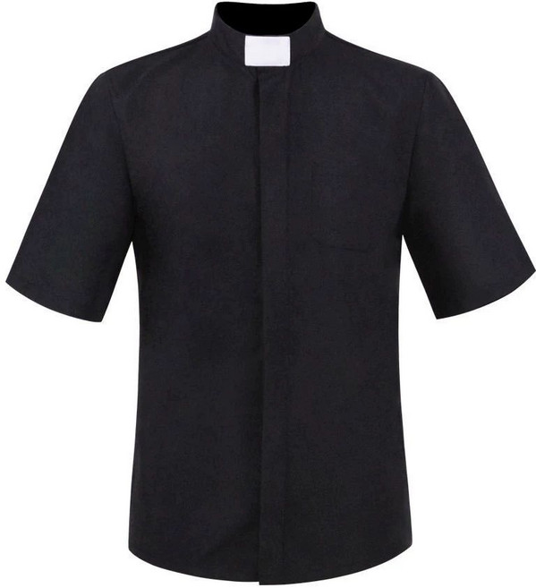 사제복 셔츠 신부복 천주교 성직자 선교사 사제복셔츠 교회 십자가 긴팔 티셔츠 가톨릭 성당, XXL, 1개, 전도사 셔츠 블랙