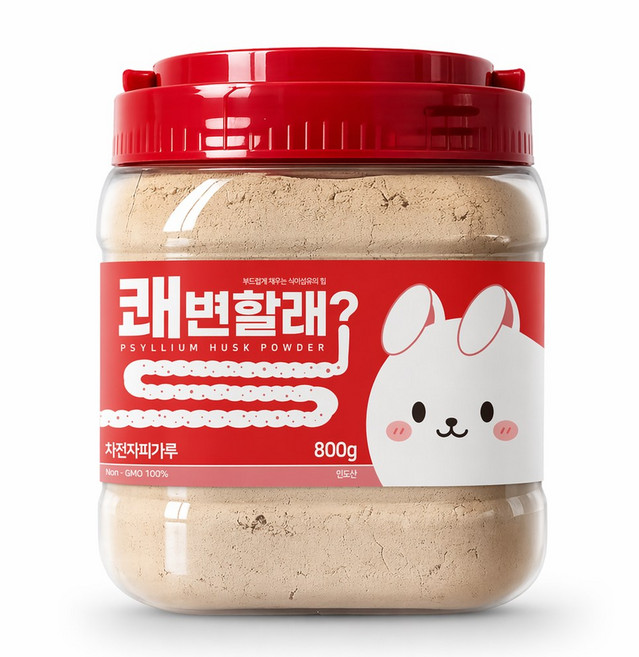 통에담은 차전자피 가루 분말 Non-GMO 100%, 1개, 800g
