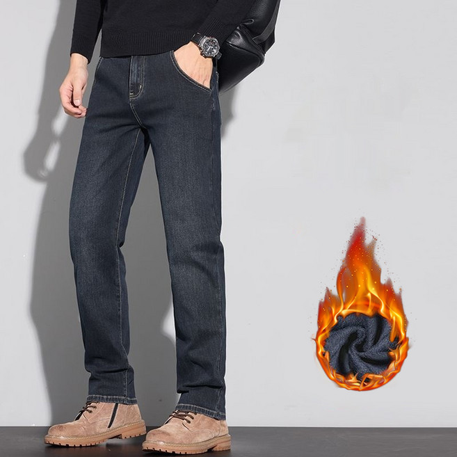 wassup 남자 청바지 추동 와이드핏 통청 빅사이즈 기모 청바지