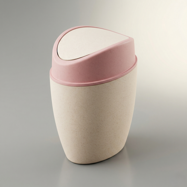 감사해지구 CXP 친환경 목재 미니 스윙 휴지통 탁상용 화장대 차량용 쓰레기통 1L, 핑크