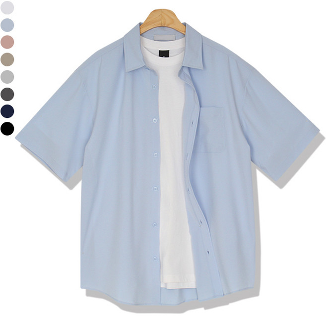 오마보이 남성용 다림질 필요없는 소프트터치 반팔 셔츠