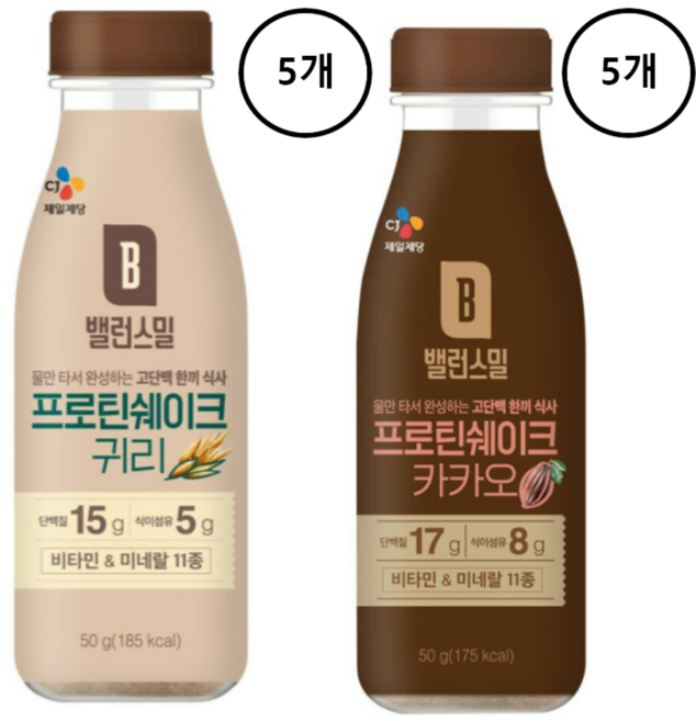 밸런스밀 단백질 프로틴 쉐이크 귀리 5개+ 카카오 5개, 1개