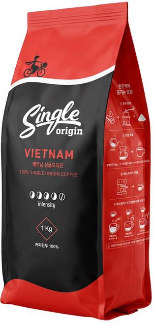 베트남 로부스타 싱글오리진 홀빈 원두커피, 1개, 1kg