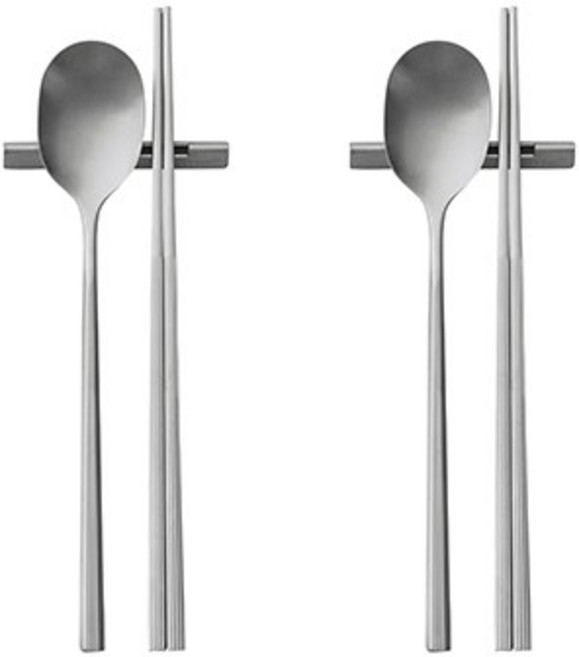 오덴세 테누토 한식 커트러리 2인조 세트, 사틴, 숟가락 2p + 젓가락 2벌 + 받침대 2p, 1세트