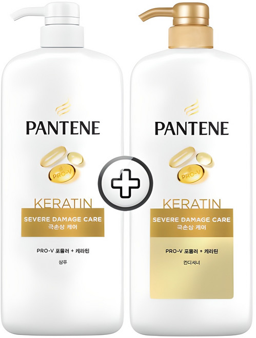 팬틴 극손상케어 샴푸 1200ml 1개 + 컨디셔너 1200ml 1개, 1.2L
