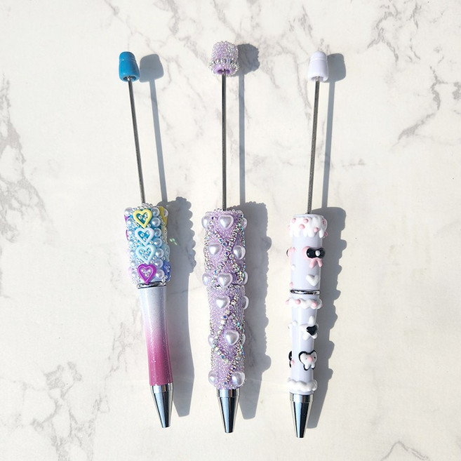 비즈 DIY 볼펜 꾸미기 볼꾸 3종 세트, 3개, 라벤더