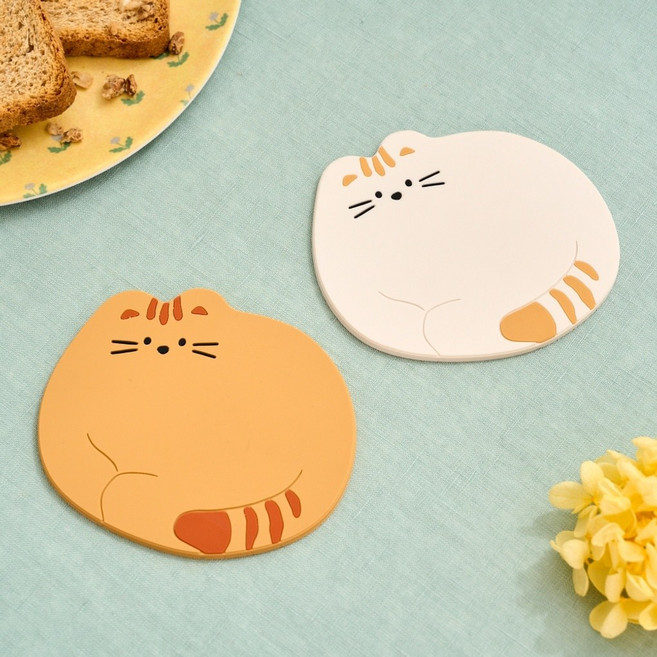 모던하우스 L 뚱냥이 코스터 2종 세트, 야옹, 1세트