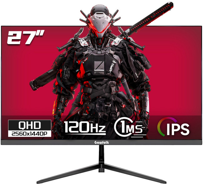 27인치 게임용 모니터 QHD 2560*1440 120Hz평면 IPS 패널, 2k 120Hz 모니터, 70cm