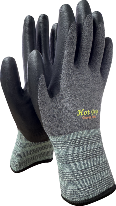 신정글러브 클로버 핫 그립 300 코팅 NBR 겨울 방한 기모 작업 안전장갑, 3개, 그레이