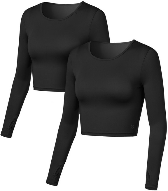 애슬리오 언더레이어 크롭 긴팔 티셔츠 긴팔 2팩 AO-BFD20