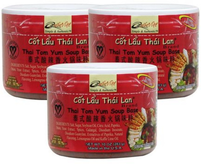 꾸옥 비엣 푸드 수프 베이스 10온스 병 (태국 톰 얌 3팩) Quoc Viet Foods Soup Base 10 oz jar (Thai Tom Yum 3 Packs), 1개