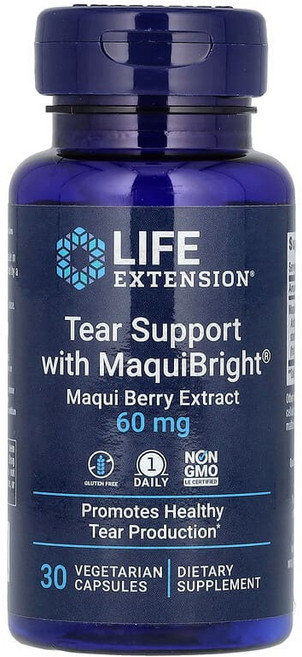 Life Extension 티어 서포트 눈 건강 보조제 MaquiBright 함유 마키베리 추출물 60mg 베지 캡슐 30정 LEX-19183, 1