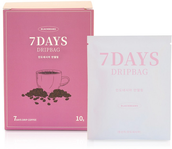 블랙빈스 드립백 커피 인도네시아 만델링, 1개, 7개입, 10g