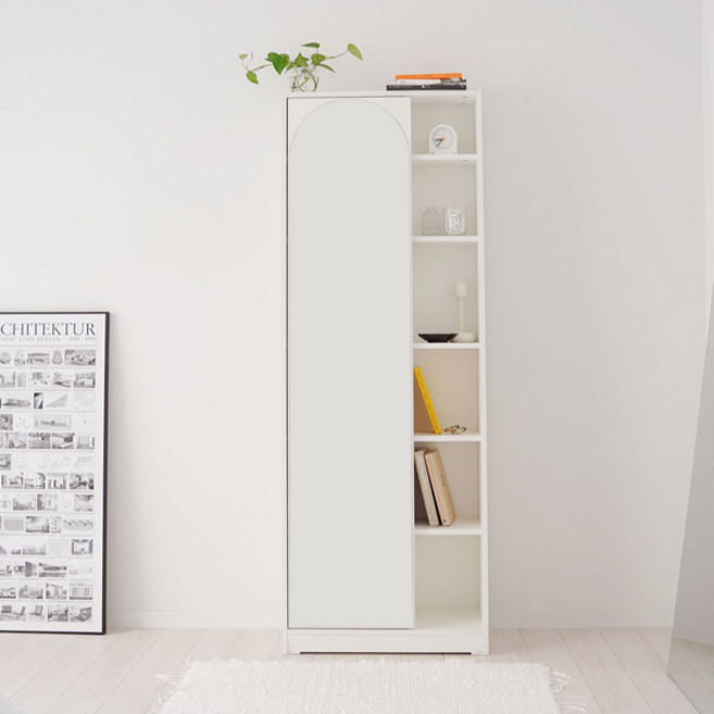 모아이 이로 와이드 틈새 전신거울 수납 화장대 600, 우측 거울형, 화이트