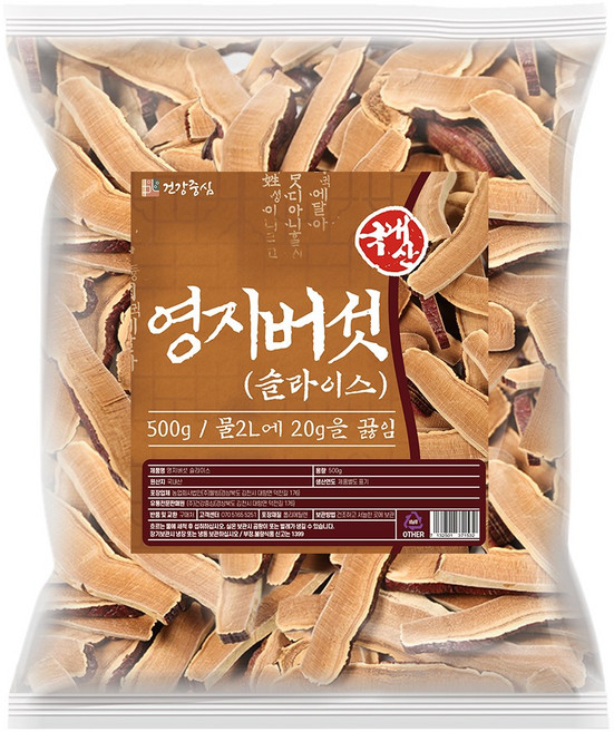 건강중심 국산 영지버섯 슬라이스, 1개, 500g