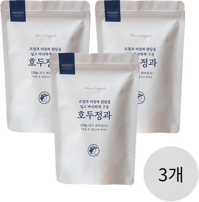 구운 프리미엄 호두정과 호두강정, 120g, 3개